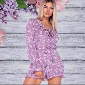 Frill Trim Self Belt Long Playsuit